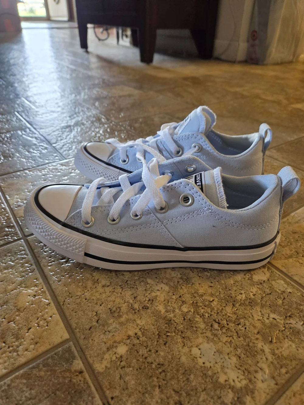 Converse Kids White Low Top Canvas Sneakers with Black Trim